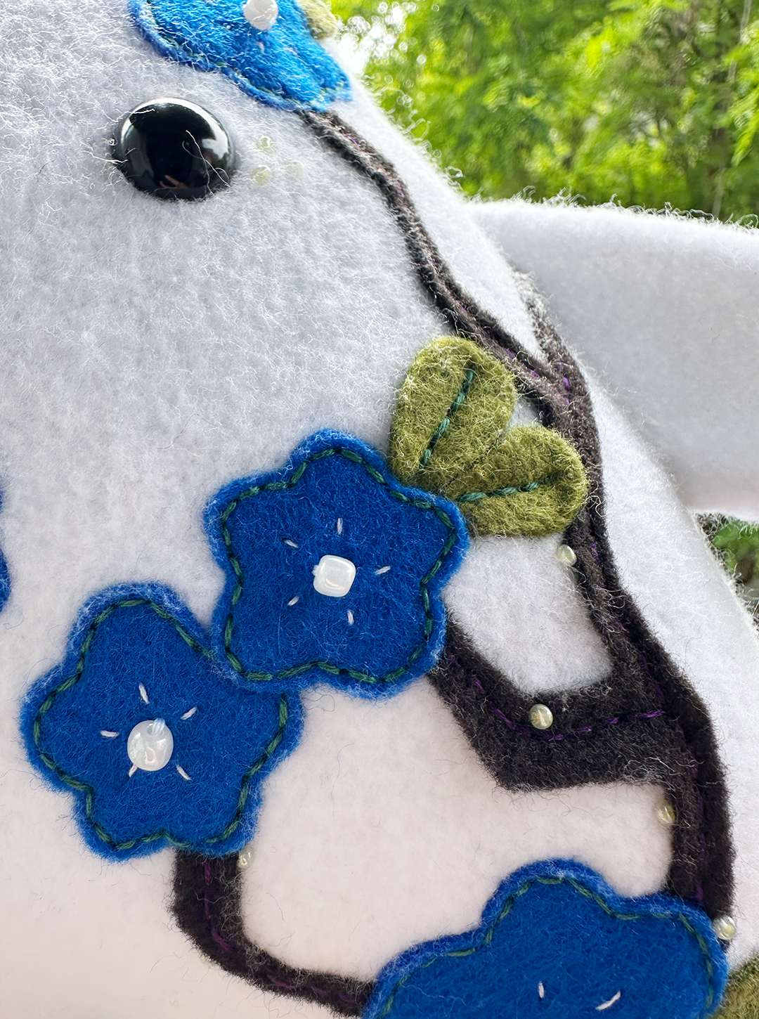 White and Blue Blossom Bear