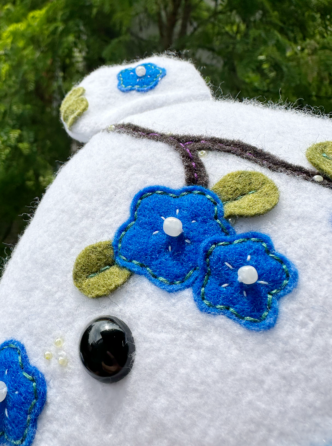 White and Blue Blossom Bear