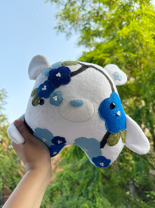 White and Blue Blossom Bear with Larger Flowers
