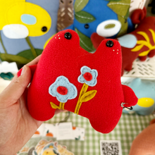 Load image into Gallery viewer, Bright Red Mini Flower Frog Plush
